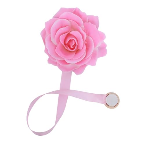 Curtain Tiebacks， Rose Magnetic Curtain Holders，Elegant 2 Pack Decorative Rope Holdback Holder, Home Decor Thin or Sheer Window Drapries Bed Canopy (Pink) - color: Pink-2pack
