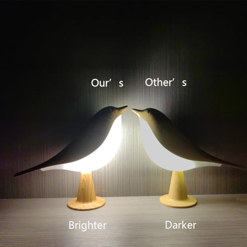 Small Cordless Bedside Lamp, Bird Lamp Touch Sensor, LED Table Lamp with Touch Dimmer,3 Level Brightness Nightstand Lamps, Rechargered Desk Lamp for Bedroom, Office, College Dorm Room - color: Light Wood Color-8.46"