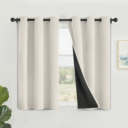 SimpleHome Cream 100% Blackout Curtains Room Darkening Living Room 45 Inch - color: Cream, size: 42"W x 45"L (Pack of 2)