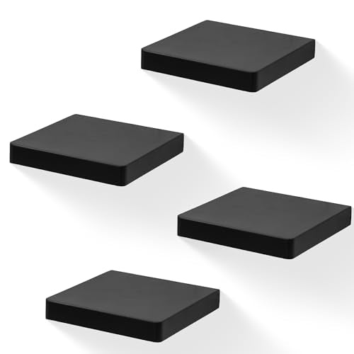 Small Floating Shelves for Wall Set of 4, 6 Inch Square Shelves,Black - color: Black, size: 6 Inch-4 Pcs