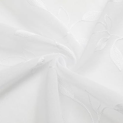 Tollpiz White Leaf Sheer Curtains Bedroom 54 x 84 Inches - color: White, size: 54"W x 84"L (Pack of 2)