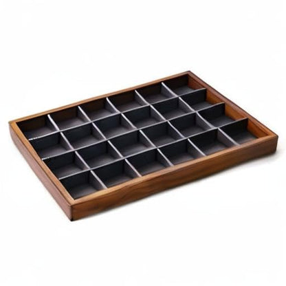 Oirlv Solid Wood Jewelry Tray,Jewelry Drawer Organizer,24 Grid(Grey) - color: Grey 24 grid tray