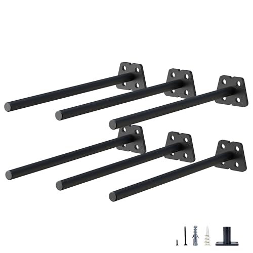 NEODROP 6-Pack 8 Inch Hidden Floating Shelf Bracket, Heavy Duty Blind Shelf Support Hardware | Invisible Wall Brackets for Kitchen, Fireplace Mantel Wood Shelves | Black Powder Coated Solid Steel - size: 8 Inch, style: 6 Pack