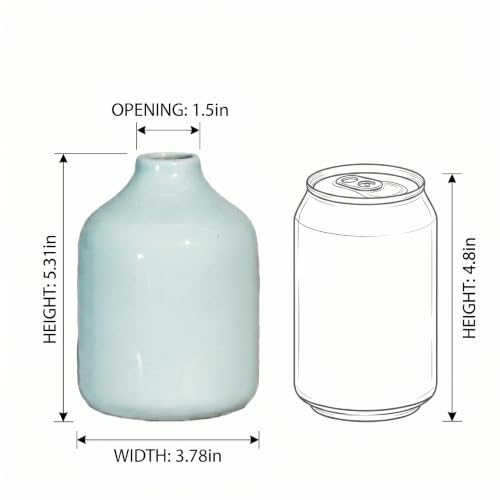 Sunddo Blue Ceramic Vase, 5 Inch - color: Light Blue, size: 5 inch