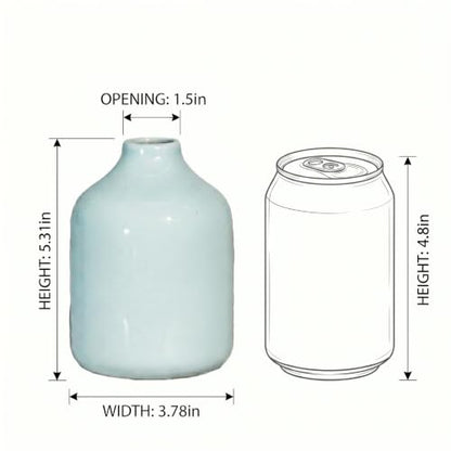 Sunddo Blue Ceramic Vase, 5 Inch - color: Light Blue, size: 5 inch