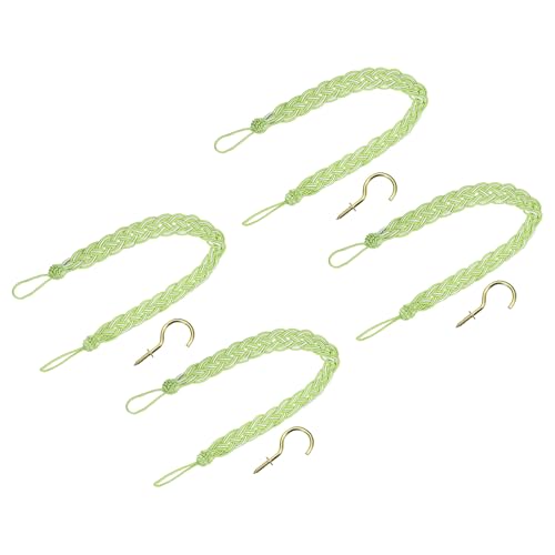 uxcell 4Pcs Curtain Tiebacks, 58cm/23 Braided Drapery Holdback Holder Decorative Rope Tie Back, Light Green/Mixed Silver - color: Light Green