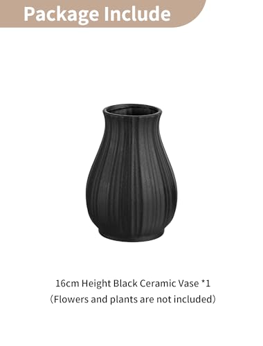 NUPTIO Ceramic Flower Vase for Bouquet, Black, 6.3" Tall - size: Style 2-S-Black