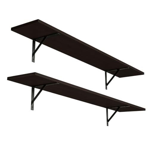DINZI LVJ Long Wall Shelves, 47.3Inch Wooden Floating Shelves with Brackets - color: Espresso, size: 47.3 Inch