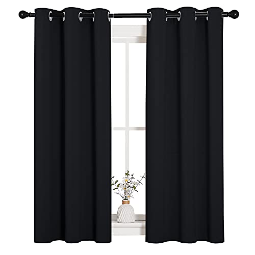 NICETOWN Black Blackout Curtains for Cafe 34" Wide x 54" Long 2 Panels - color: Black, size: 34"W x 54"L (Pack of 2)