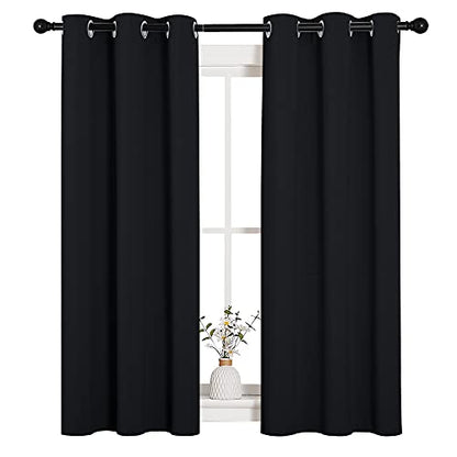 NICETOWN Black Blackout Curtains for Cafe 34" Wide x 54" Long 2 Panels - color: Black, size: 34"W x 54"L (Pack of 2)