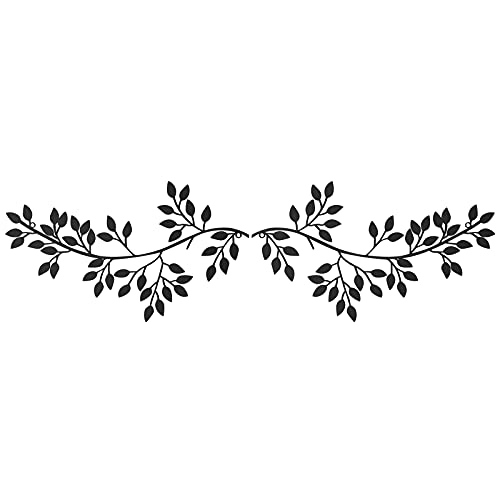 Hotop 2 Pieces Metal Tree Leaf Wall Decor Vine Olive Branch Leaf Wall Art Wrought Iron Scroll Sculptures Above the Bed, Living Room, Outdoor Decoration (Classic Style,Black) - color: Black, size: Classic Style
