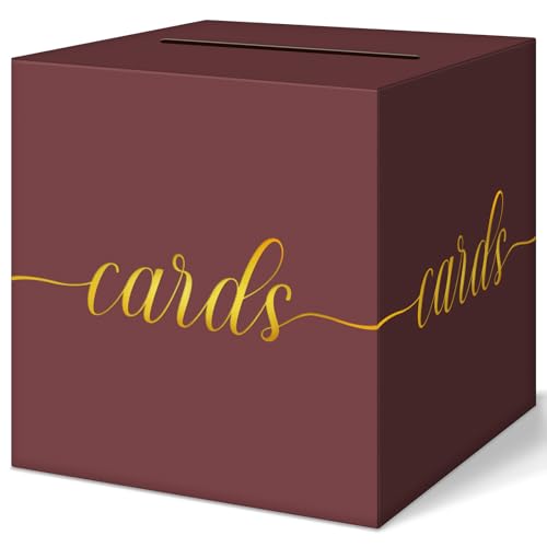 Elegant Maroon Graduation Card Box, Gold Foil Gift Card Box for Party - color: Z05 Maroon and Gold Foil