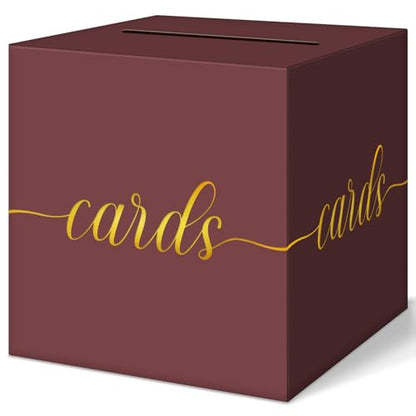 Elegant Maroon Graduation Card Box, Gold Foil Gift Card Box for Party - color: Z05 Maroon and Gold Foil
