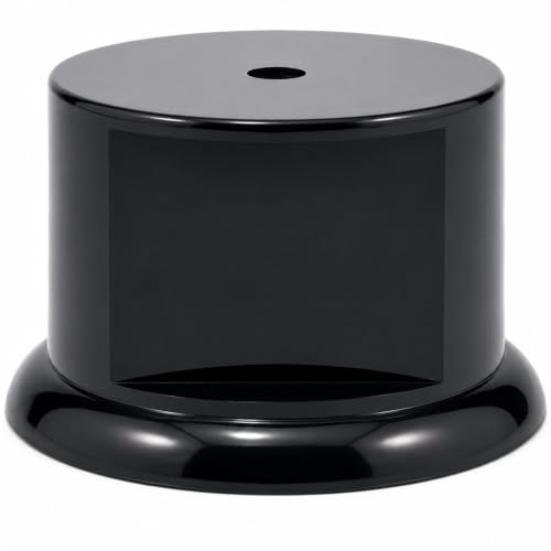 Premium Black Gloss Display Pedestal Base – Weighted Round Stand for Trophies, Figurines & Crafts - size: Medium