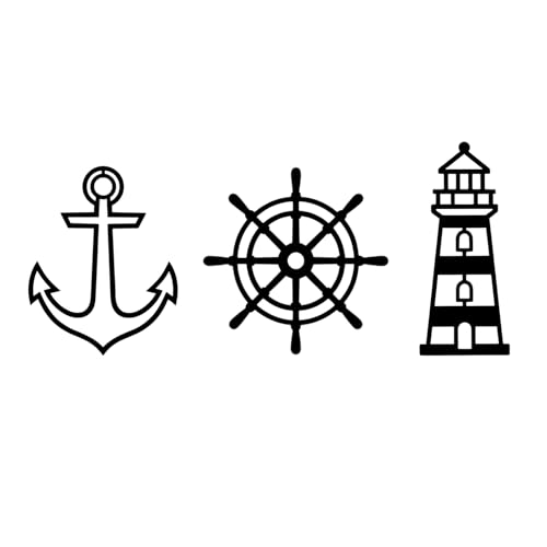 Sanwarm Wall Decor, 3 Pieces, Black Metal, for Home Nautical Coastal - color: Nautical Anchor