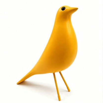 Mid Century Modern Bird Figurine, Resin Shelf Decor Accent (Yellow) - color: Yellow