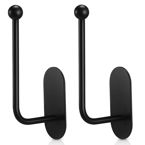 CroBlissful 2 Pcs Adhesive Curtain Holdbacks No Drill Window Hook,Black - color: Black
