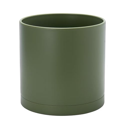 D'vine Dev Plastic Planter Pot with Saucer, 12 in, Olive, 74-X-I-3 - color: Olive, size: 12 Inch