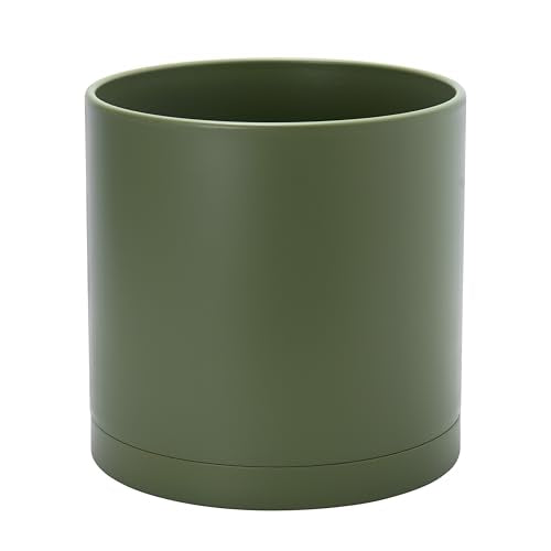 D'vine Dev Plastic Planter Pot with Saucer, 12 in, Olive, 74-X-I-3 - color: Olive, size: 12"