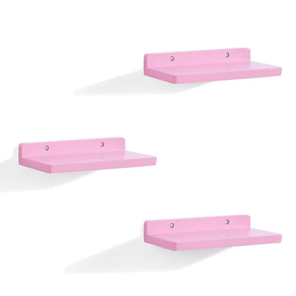 Small Floating Shelves for Wall,5 x 8.5 Inch,Set of 3,Pink - color: Pink