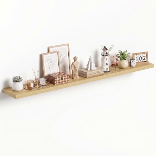 Dreamland 72Inch Oak Floating Shelves 10" Deep Wall Mounted Set of 1 - color: Oak, size: 10"D x 72"L