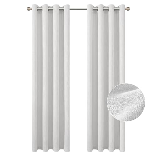Linen Curtains 72 inch Length 2 Panels for Living Room 6ft Flax Linen Textured Thick Light Filtering Privacy Window Drapes Grommet Top for Bedroom Wrinkle Resistant Soft (52x72 Raw White) - color: Raw White, size: 52"W x 72"L (Pack of 2)