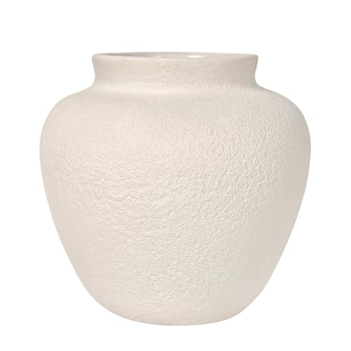 5.8" Small White Round Ceramic Vase, Coffee Table Shelf Decor - size: 5.8" Small Round