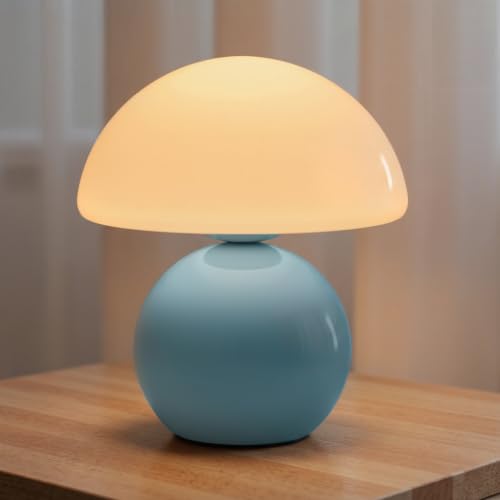 NIORSUN Mushroom Lamp Table Lamp for Bedroom, Portables Cordless Table Lamp,Wireless lamp,Small Bedside Table Touch Lamps for Living Room,Mini Mushroom 5200mAh Battery Operated Lamp Modern Blue - color: Blue, size: 1 Pack-Wireless