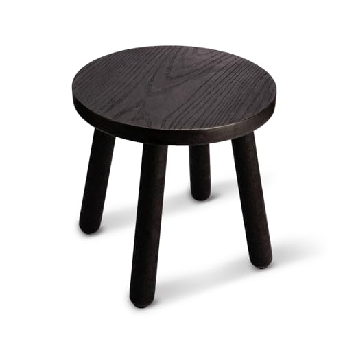 Round Solid Wooden Stool,Plant Stand,Step Stool,Black,11.8" H - color: Black, size: 11.8inch