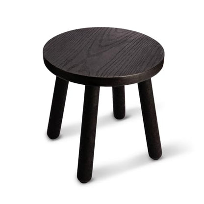 Round Solid Wooden Stool,Plant Stand,Step Stool,Black,11.8" H - color: Black, size: 11.8inch