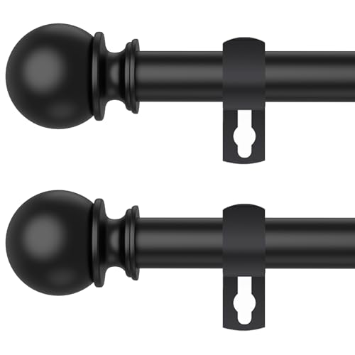 Curtain Rods for Windows 28 to 48 Inch, 2 Pack 5/8'' Diameter Heavy Duty Metal Adjustable Small Curtain Rod With Bracket(2.3-4 Feet-Black) - color: Black, size: 28-48"(2 Pack)