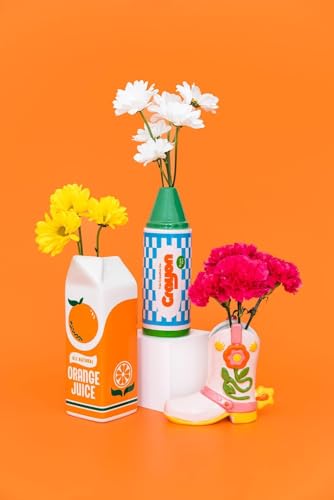 ban.do Retro Inspired Novelty 세라믹 OJ 판지 꽃병, 오렌지 주스 - color: 오렌지 주스.