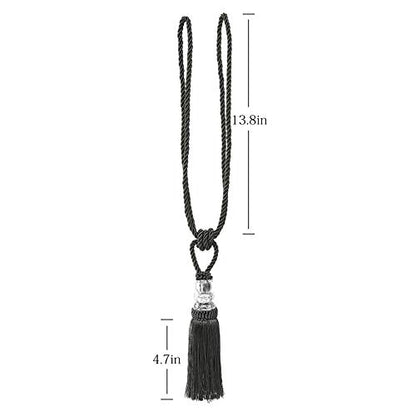 BEL AVENIR 2 Pack Curtain Tiebacks Hand-Woven Holdbacks Tassels Tiebacks - color: Charcoal, size: 2 Pack
