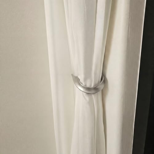 Chumia 2 Pcs Brushed Silver Metal Curtain Holdbacks Wall Mounted Tiebacks