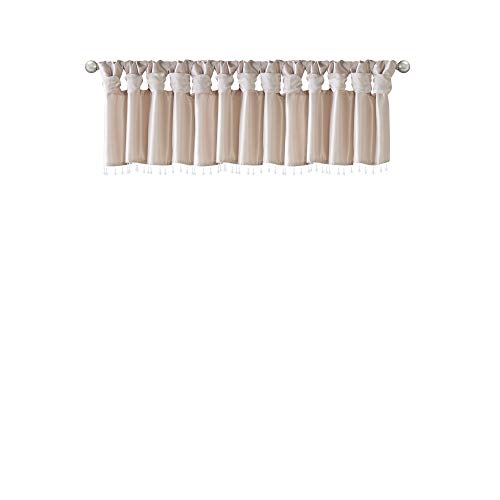 Madison Park Faux Silk Valances for Windows with Beads, 50x26 Blush - color: Blush, size: 50"W x 26"L (Pack of 1), style: Valance