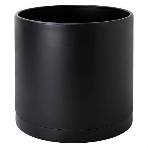 D'vine Dev Plastic Planter Pot with Saucer, 14 in, Black, 74-X-B-4 - color: Matte Black, size: 14 Inch