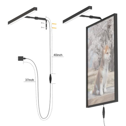 16" LED Picture Light Plug in, 5W Black Art Light - color: Black, size: 16 inch