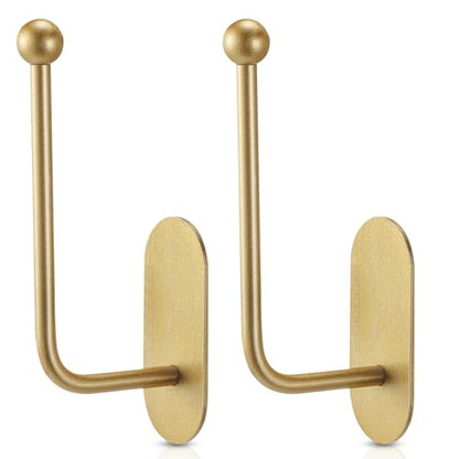 CroBlissful 2 Pcs Adhesive Curtain Holdbacks No Drill Window Hook,Gold - color: Gold