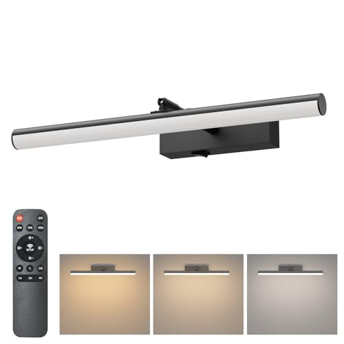 Tipace Dimmable Cordless Picture Light with Controller and Timer, Rechargeable 10000mAh Battery Wall Sconce for Wall Pictures, Gallery Artwork, Paintings, Portraits, Dartboards (Black) - color: Black