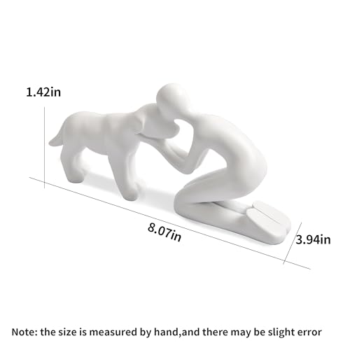 Cute Dog Sculpture Dad Gift Abstract Figurine Home Shelf Decor - color: White