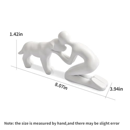 Cute Dog Sculpture Dad Gift Abstract Figurine Home Shelf Decor - color: White
