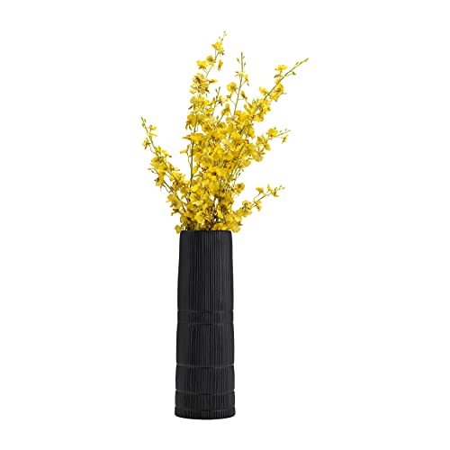 Sagebrook Home 세라믹 45.7cm(18인치) 높이 안감 실린더 꽃병, 매트 블랙, 실린더, 세라믹, 컨템포러리, 길이 15.2cm(6인치) x 너비 15.2cm(6인치) x 높이 45.7cm(18인치), 라인 - color: 블랙., size: 18.0" H