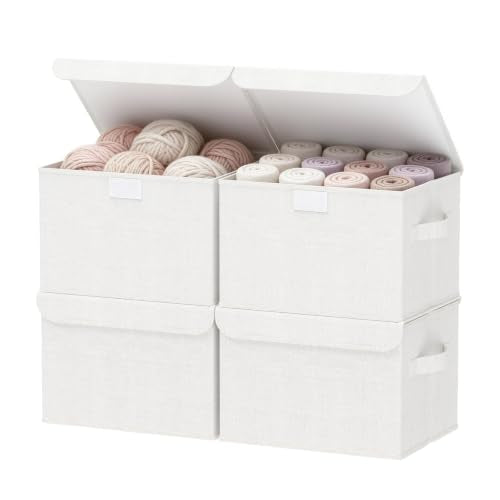 Storage Bin with Lid, Closet Boxes, 4 Pack, White, 10.2x7.9x6.7 In - color: White, size: Small（4 Pack）