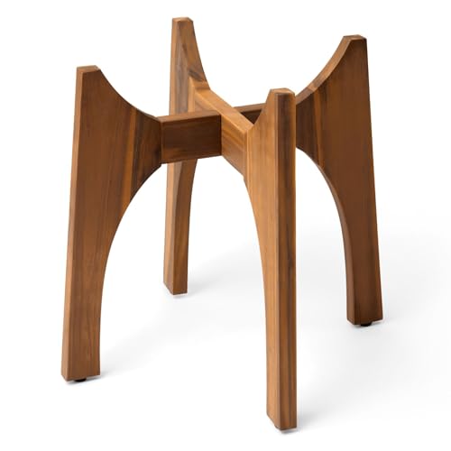 KUTE NEST 17" H x 19.3" W Acacia Solid Wood Plant Stand - Walnut - color: Walnut, size: High - Medium - 17"H x 19.3"W