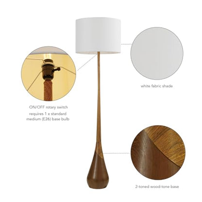 Novogratz x Globe Harrington 65 in Floor Lamp, 2-Tone Wood-Tone Base - color: Faux Wood, 2-Tone Base (65")