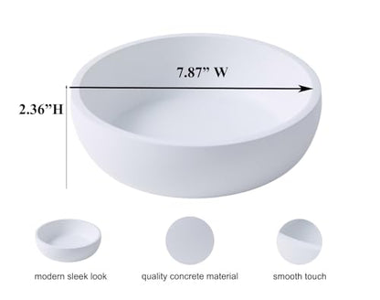 Large Concrete Key Bowl for Entryway Table - 7.9" Key Holder Bowl for Keys - color: White