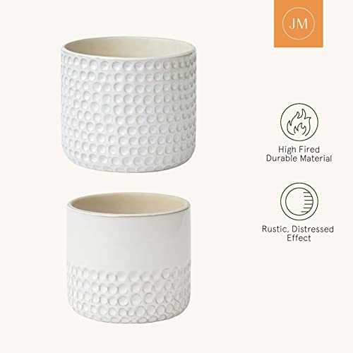 LA JOLIE MUSE Ceramic Plant Pots, Flower Pots for Indoor Plants, Set of 2 - color: Ivory
