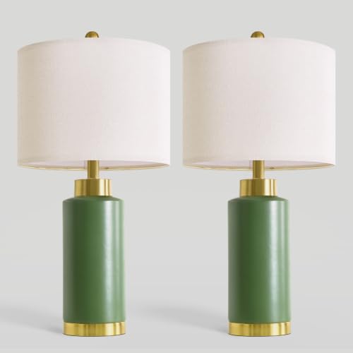 USumkky 25'' Ceramic Table Lamps Set of 2 for Bedroom Living Room Green - color: 25" Green-2 Pack
