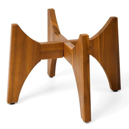 KUTE NEST 11.5" H x 17.9" W Acacia Solid Wood Plant Stand - Walnut - color: Walnut, size: Low - Medium - 11.5"H x 17.9"W