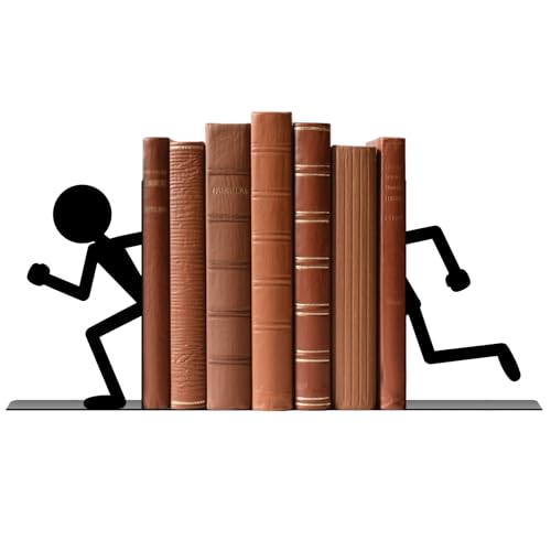 Metal Bookends Running People Book Ends for Shelves - color: Black - 1 Pair Running People